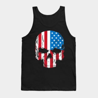 Flag 4th Of July Skull Floral Skeleton Tank Top